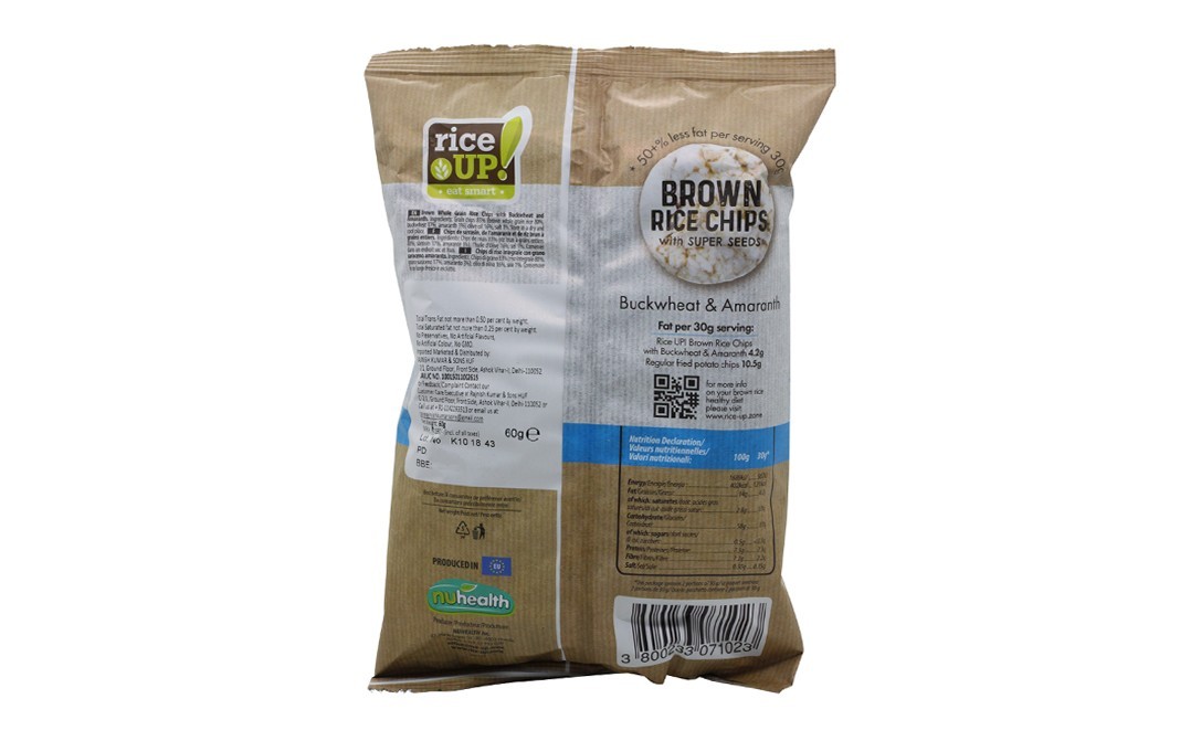 RiceUp Brown Rice Chips with Super Seeds Buckwheat & Amaranth   Pack  60 grams